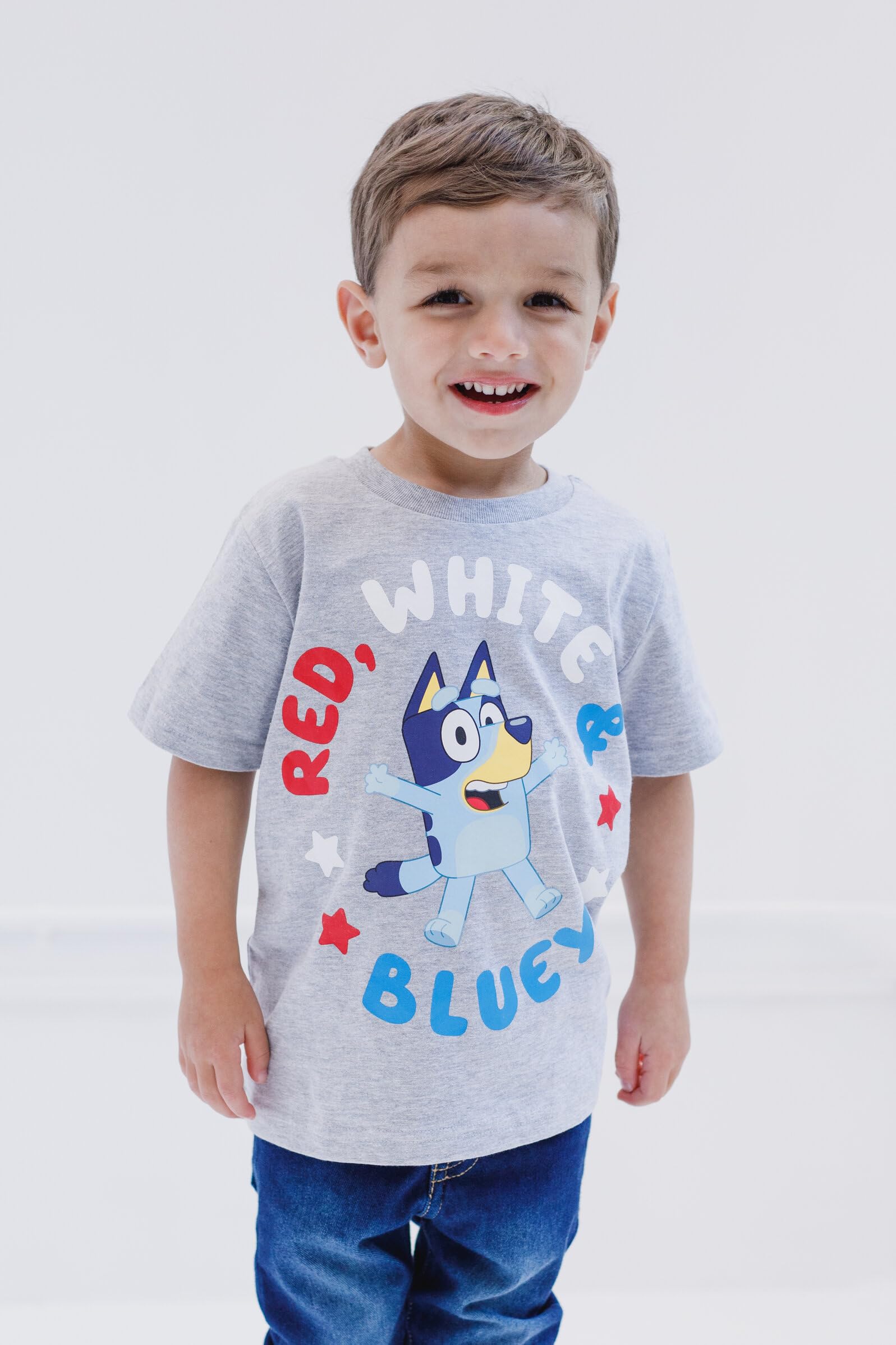 Foto 5 pulgar | Camiseta Bluey Del 4 De Julio Para Niño Y Niña, Gris, Talla 4 - Venta Internacional.