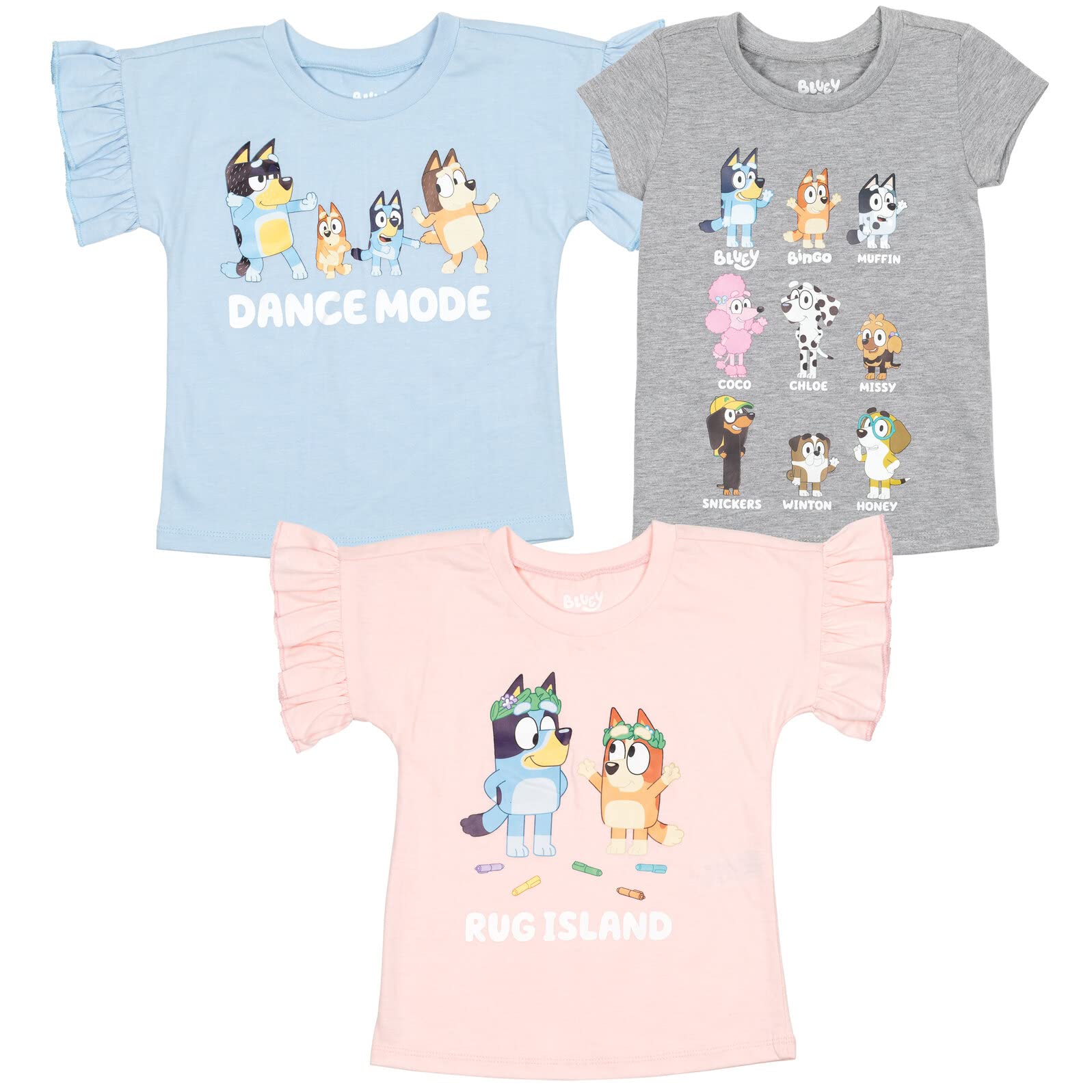 Camiseta Bluey Bingo And Friends Para Niñas Pequeñas, Paquete De 3 Unidades, 6-6x - Venta Internacional.