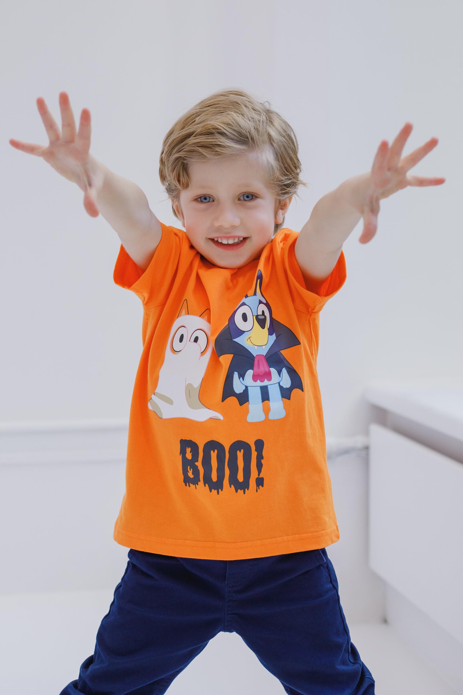 Foto 3 pulgar | Camiseta Bluey Bingo Halloween Para Niños Y Niñas, Naranja - Venta Internacional.