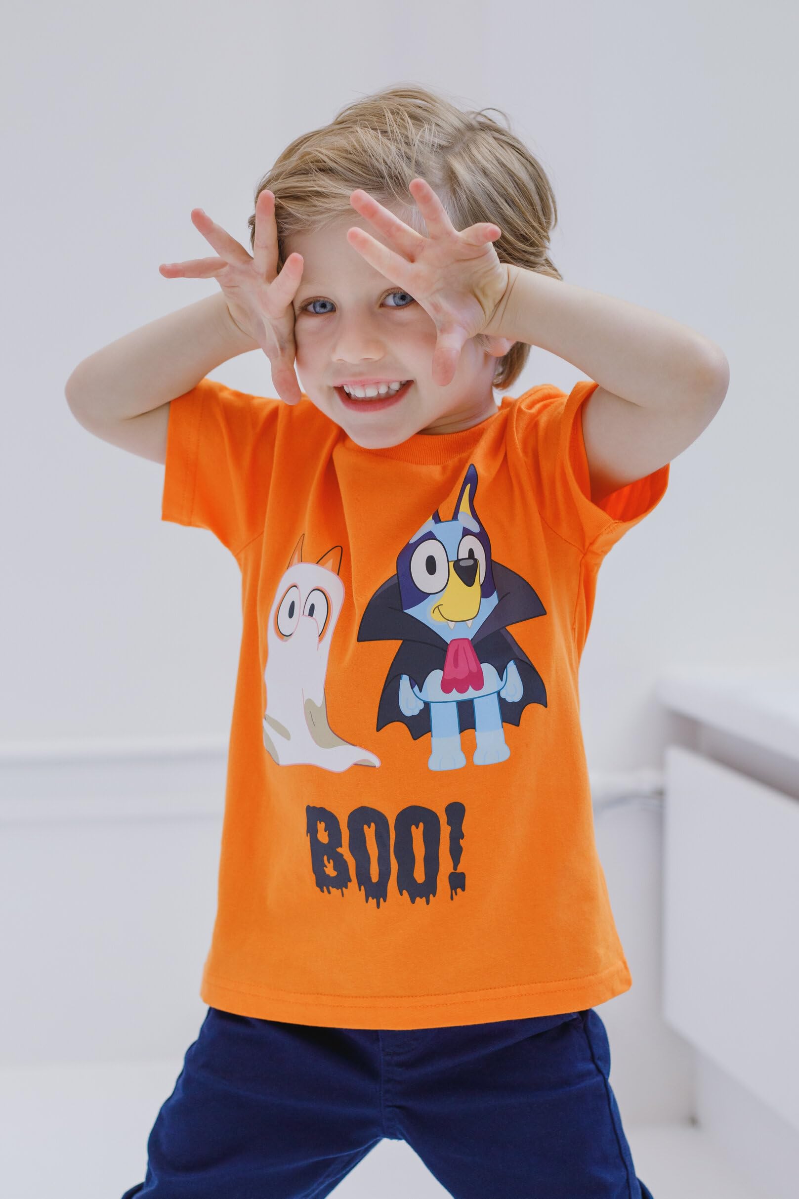 Foto 6 pulgar | Camiseta Bluey Bingo Halloween Para Niños Y Niñas, Naranja - Venta Internacional.