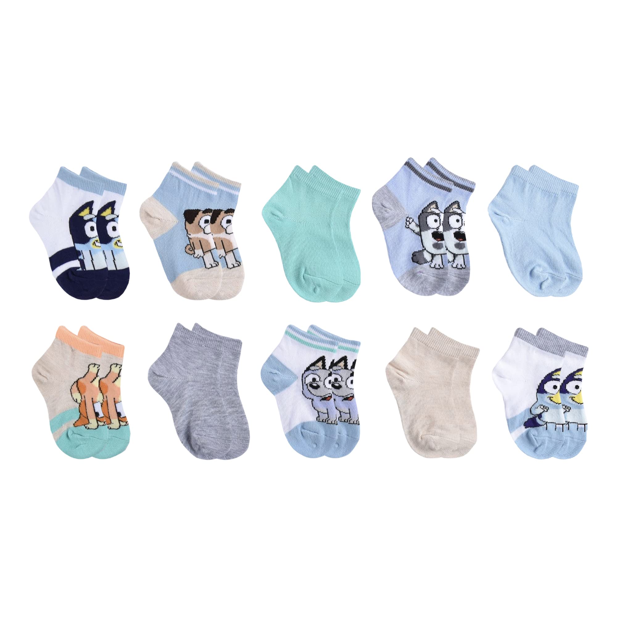 Foto 2 pulgar | Calcetines Bluey Quarter Para Niños De 2 A 4 Toneladas, Paquete De 10 Unidades, Color Blanco - Venta Internacional.