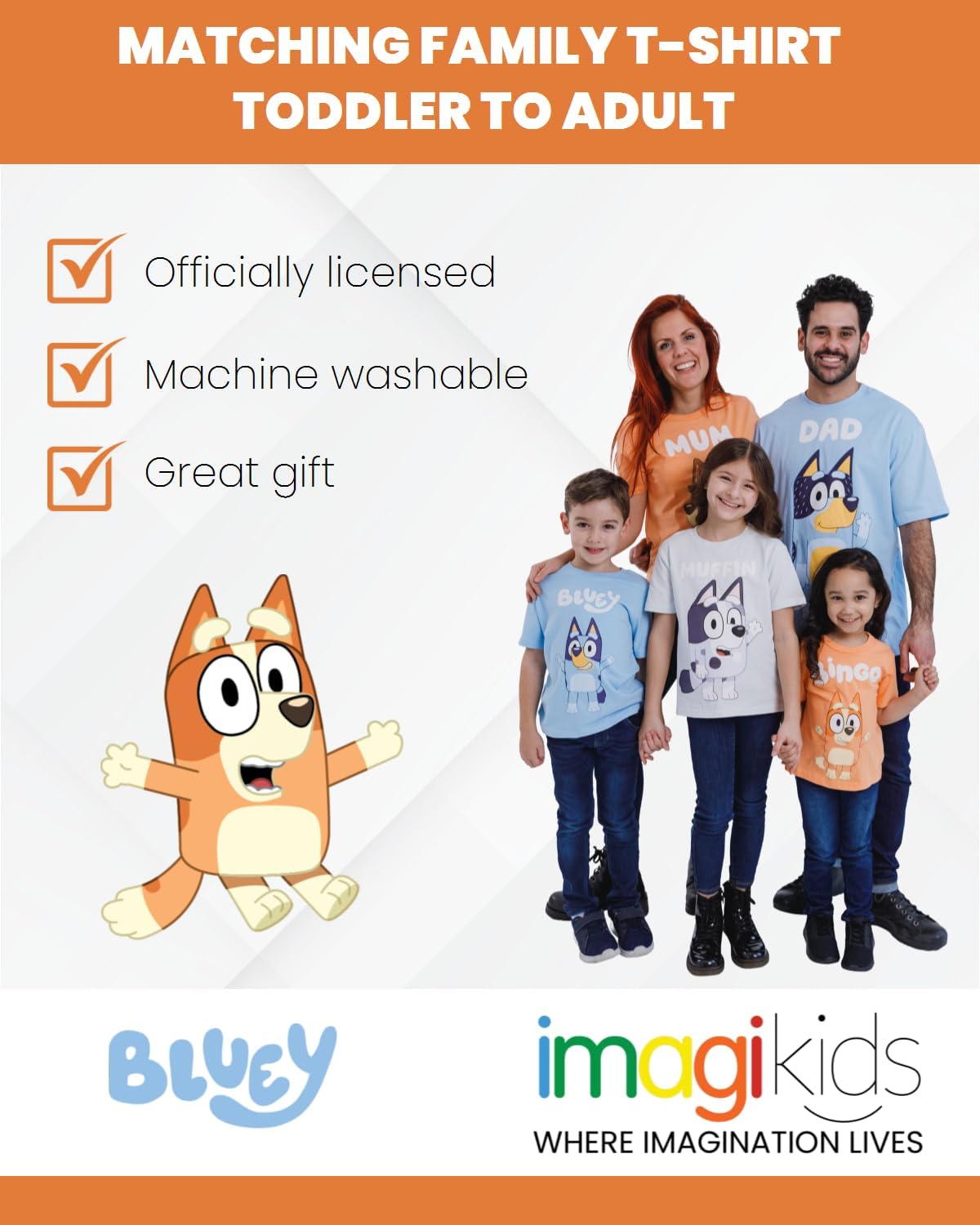 Foto 4 pulgar | Camiseta Bluey Bingo Con Estampado De Niños Pequeños De 6 Años, Azul - Venta Internacional.