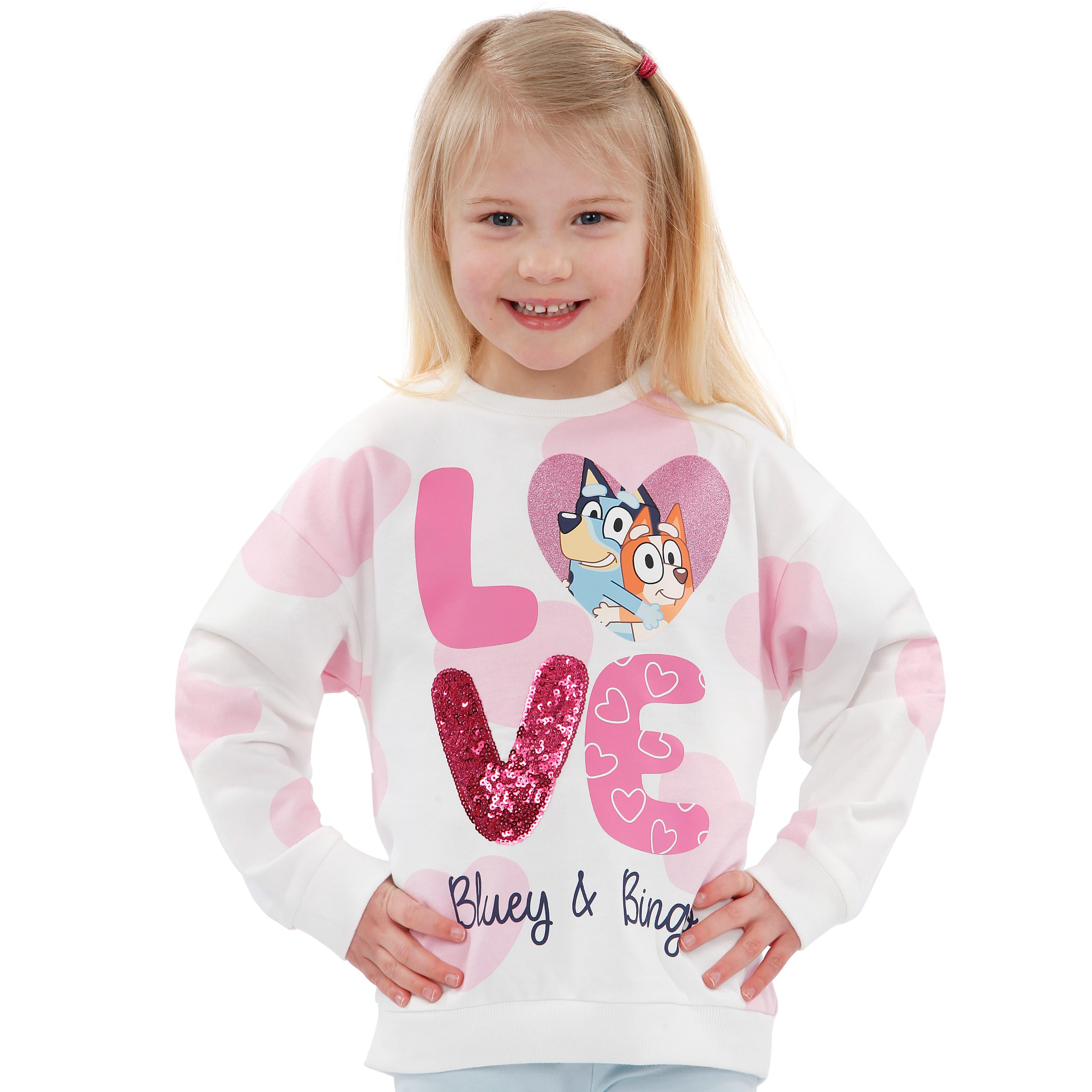 Foto 3 pulgar | Sudadera Bluey Bingo Con Cuello Redondo Para Niñas, Color Blanco 2t - Venta Internacional.