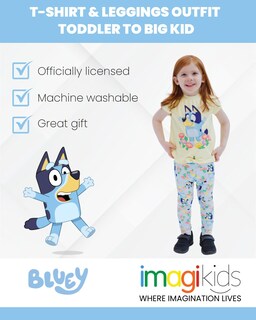 Foto 3 | Conjunto De Camiseta Y Leggings Azules Con Estampado Floral Para Niñas - Venta Internacional.