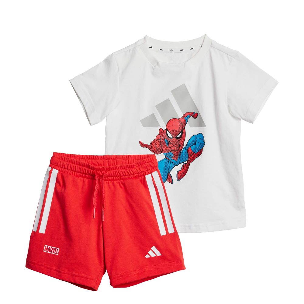 Foto 2 pulgar | Conjunto De Playera Adidas X Marvel Spider-man Kids Adidas Blanco Niños