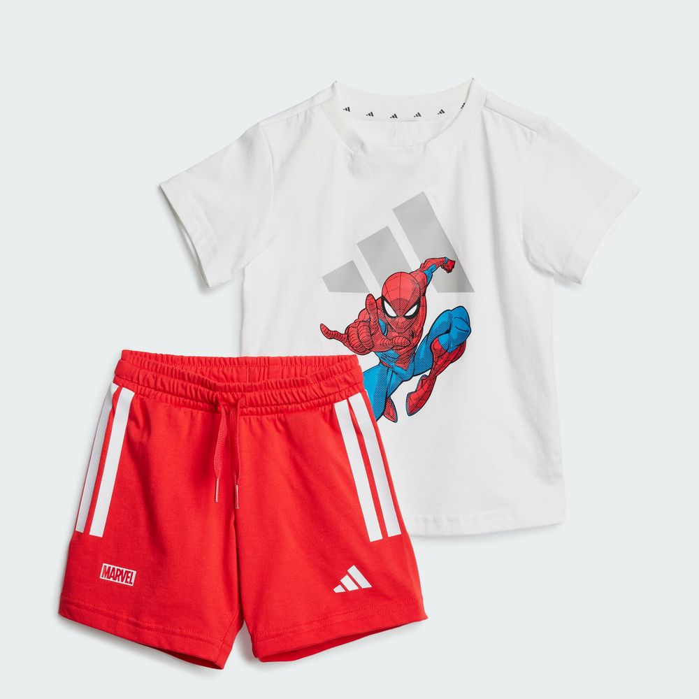 Foto 3 pulgar | Conjunto De Playera Adidas X Marvel Spider-man Kids Adidas Blanco Niños