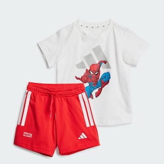 Foto 2 | Conjunto De Playera Adidas X Marvel Spider-man Kids Adidas Blanco Niños