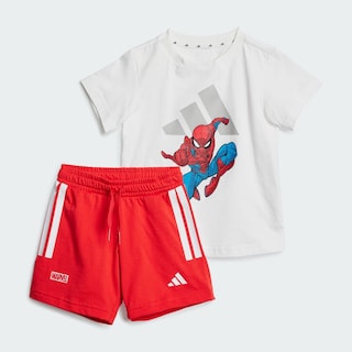 Foto 3 | Conjunto De Playera Adidas X Marvel Spider-man Kids Adidas Blanco Niños