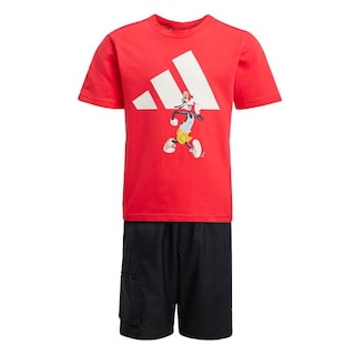 Foto 1 | Conjunto Playera Y Pants Corto Adidas X Disney Mickey Mouse (niños) Adidas Rojo Niños