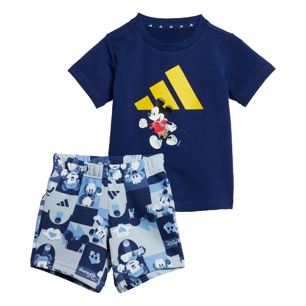 Foto 1 | Conjunto Playera Y Pants Corto Adidas X Disney Mickey Mouse (bebé) Adidas Azul Niños
