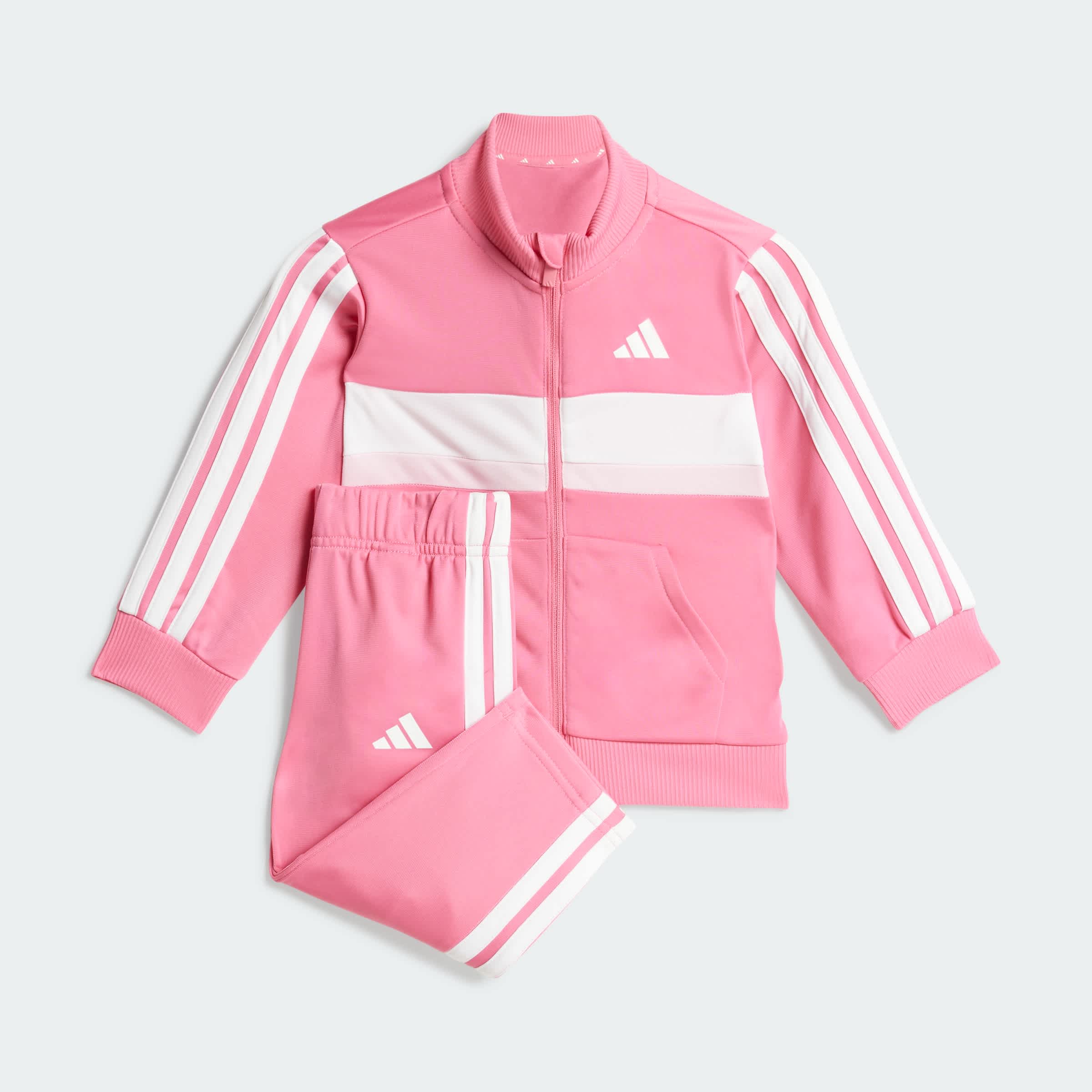 Foto 4 pulgar | Conjunto Deportivo Seasonal Essentials Tiberio 3 Franjas Tricot Kids Adidas Rosa Niños