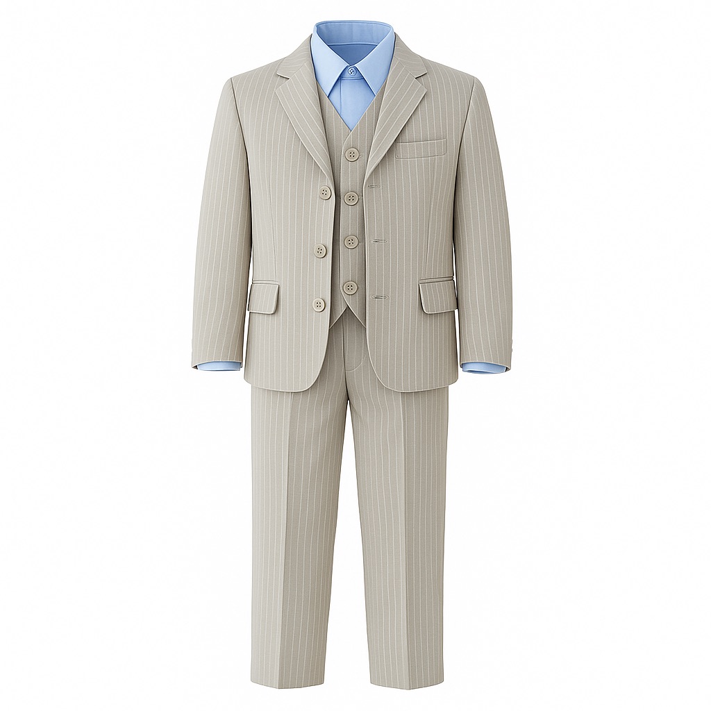 Foto 2 pulgar | Traje Para Niño Chicos Olé 2892 Beige Claro Rayas Finas