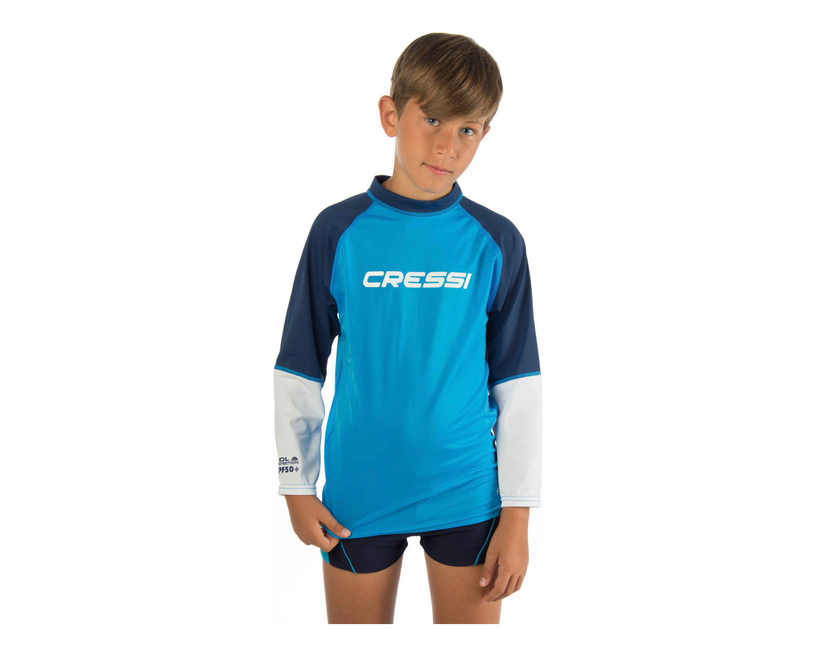 Foto 1 | Playera Cressi Rocks Rash Guard para Niño color Azul Manga Larga Protección UV