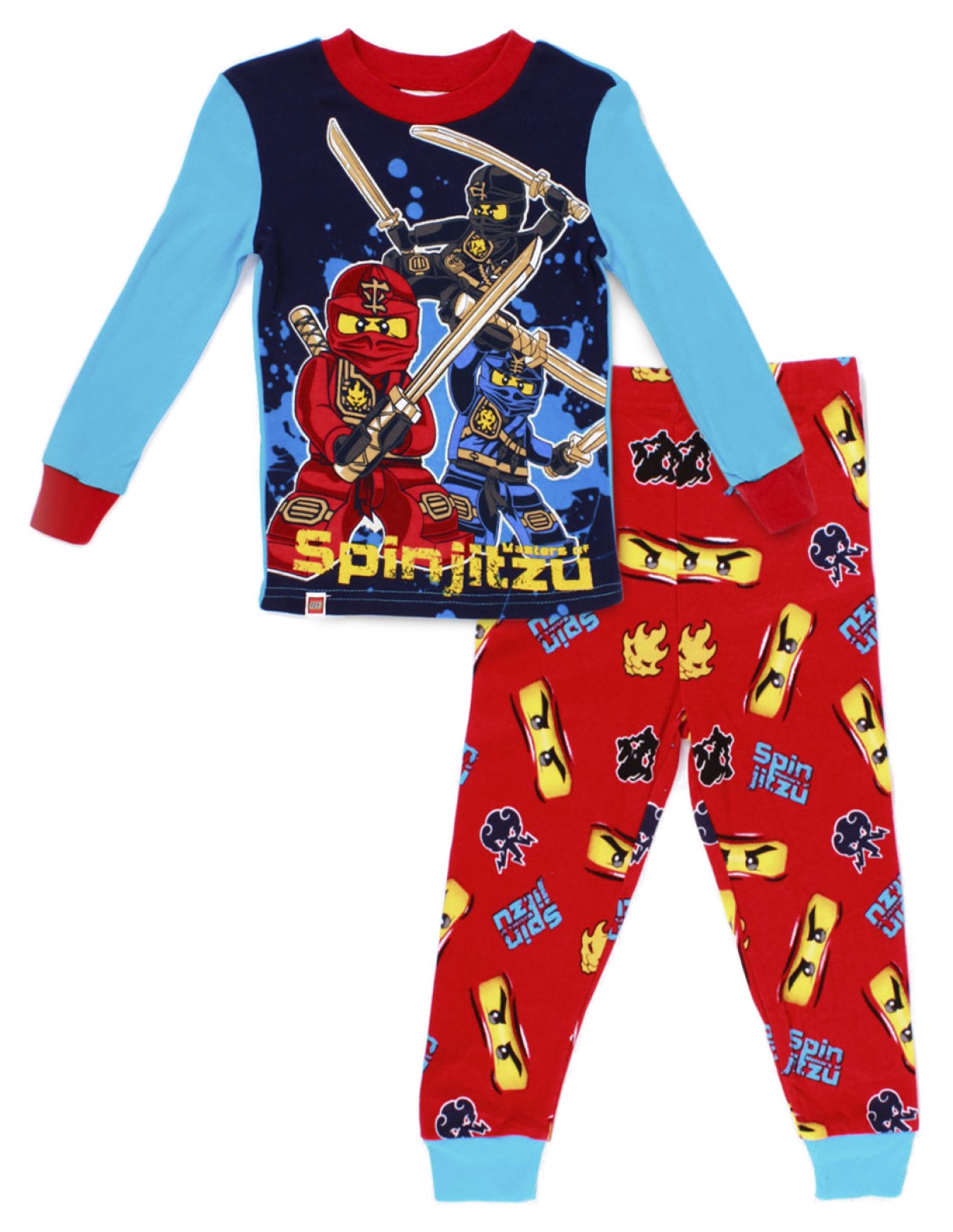 Pijama Lego Ninjago Spinjitzu color Rojo y Azul para Niño