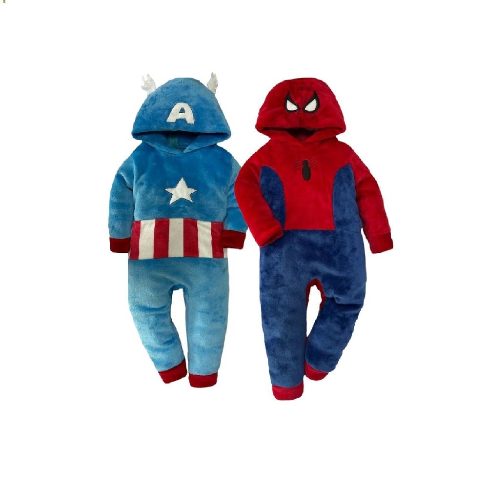 Foto 2 pulgar | Kit 2 Mamelucos Marvel Capitán América y Spiderman para Niño