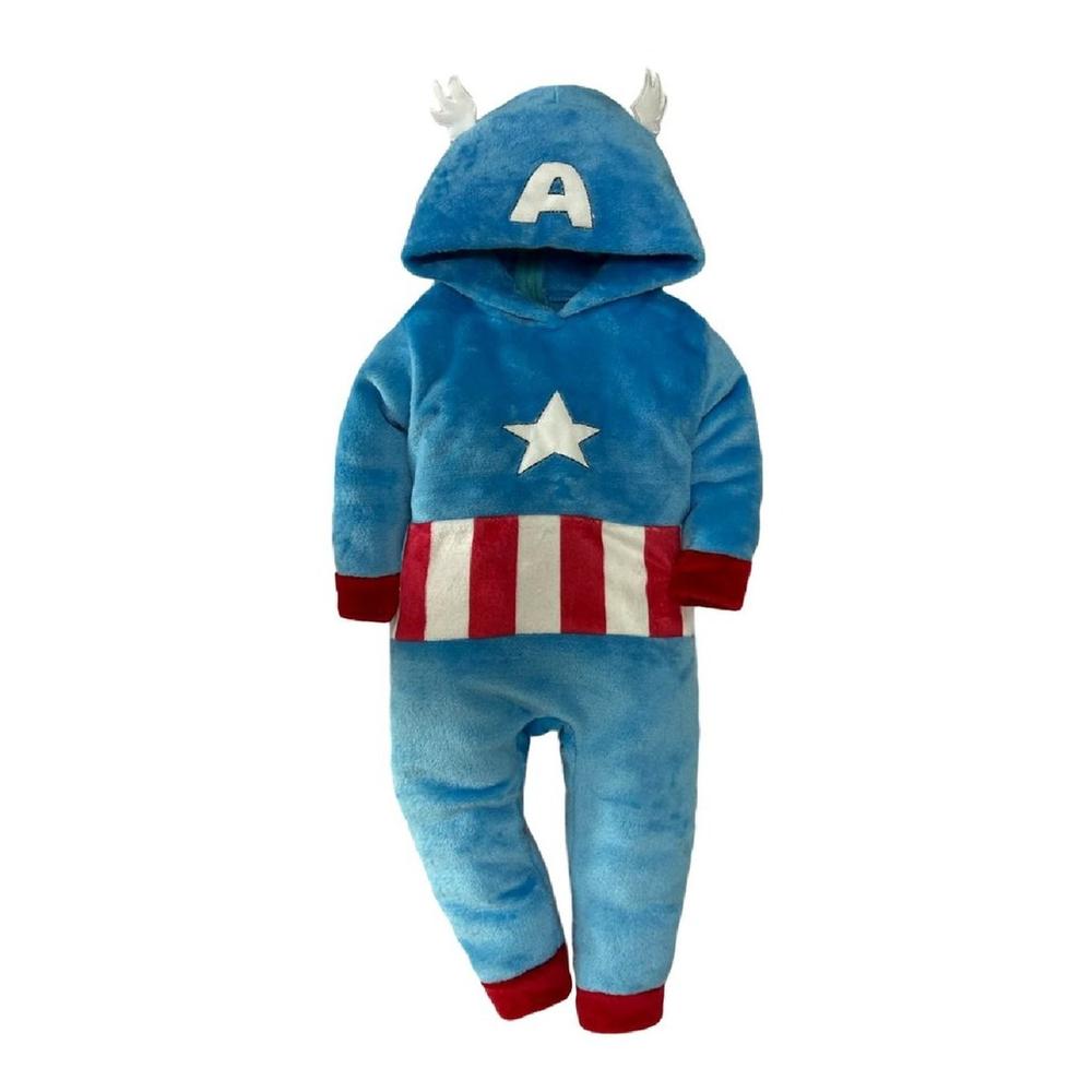 Foto 2 pulgar | Mameluco Marvel Capitán América Azul con Gorro