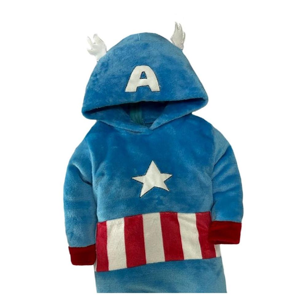Foto 3 pulgar | Mameluco Marvel Capitán América Azul con Gorro