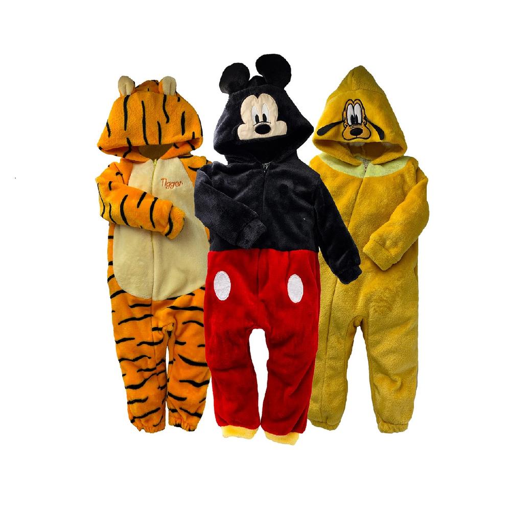 Kit 3 Mamelucos Disney Tigger, Mickey Carita, Pluto Suave y Calientito para Bebés