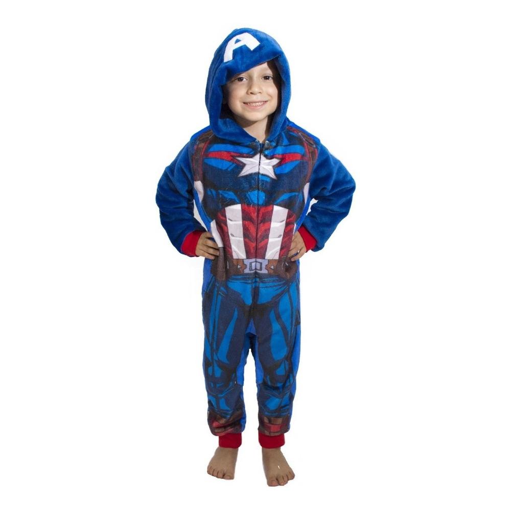 Foto 2 pulgar | Mameluco Marvel 1434-14 Azul Capitán América con Gorro Bordado