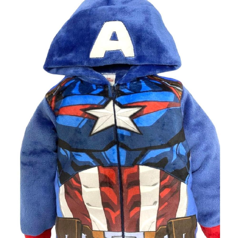Foto 4 pulgar | Mameluco Marvel 1434-14 Azul Capitán América con Gorro Bordado
