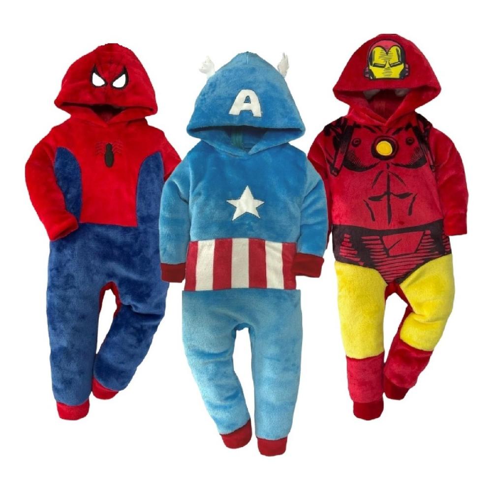 Kit 3 Mamelucos Marvel Spiderman+Capitan America+Ironman