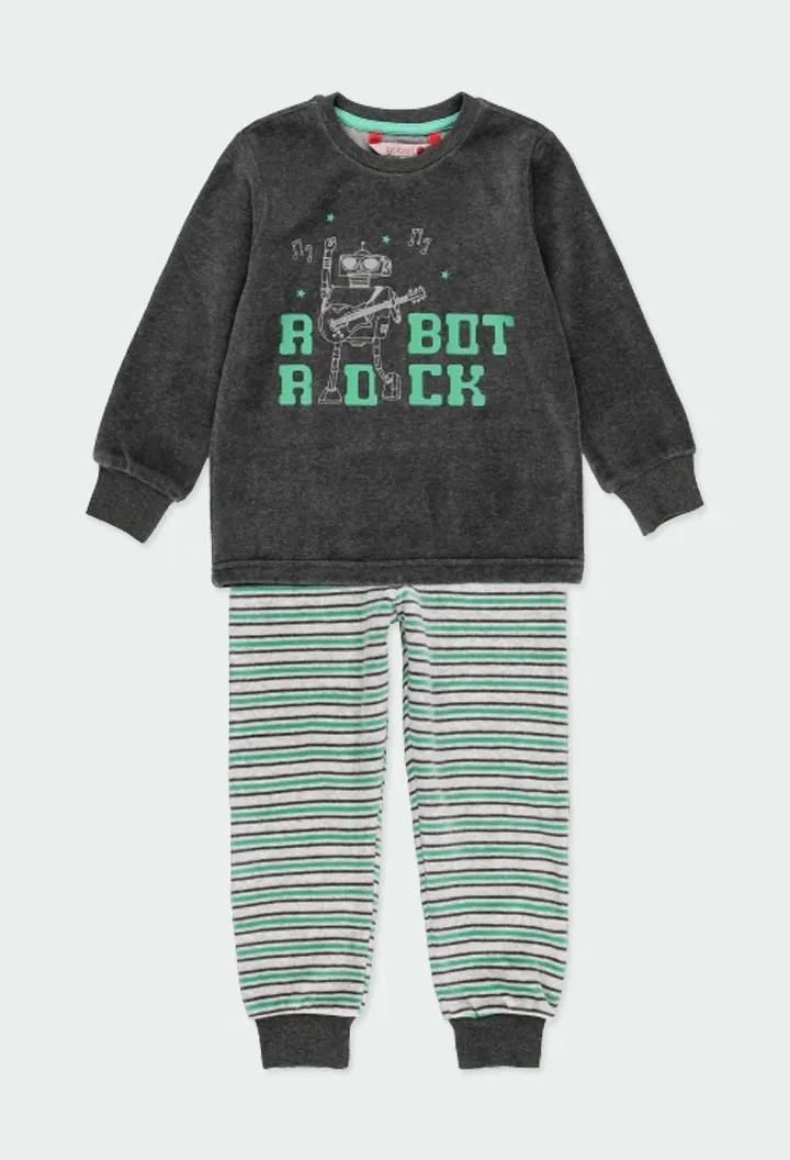 Foto 1 | Pijama De Terciopelo 2 Piezas Robot Rock Boboli