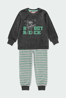 Foto 1 | Pijama De Terciopelo 2 Piezas Robot Rock Boboli