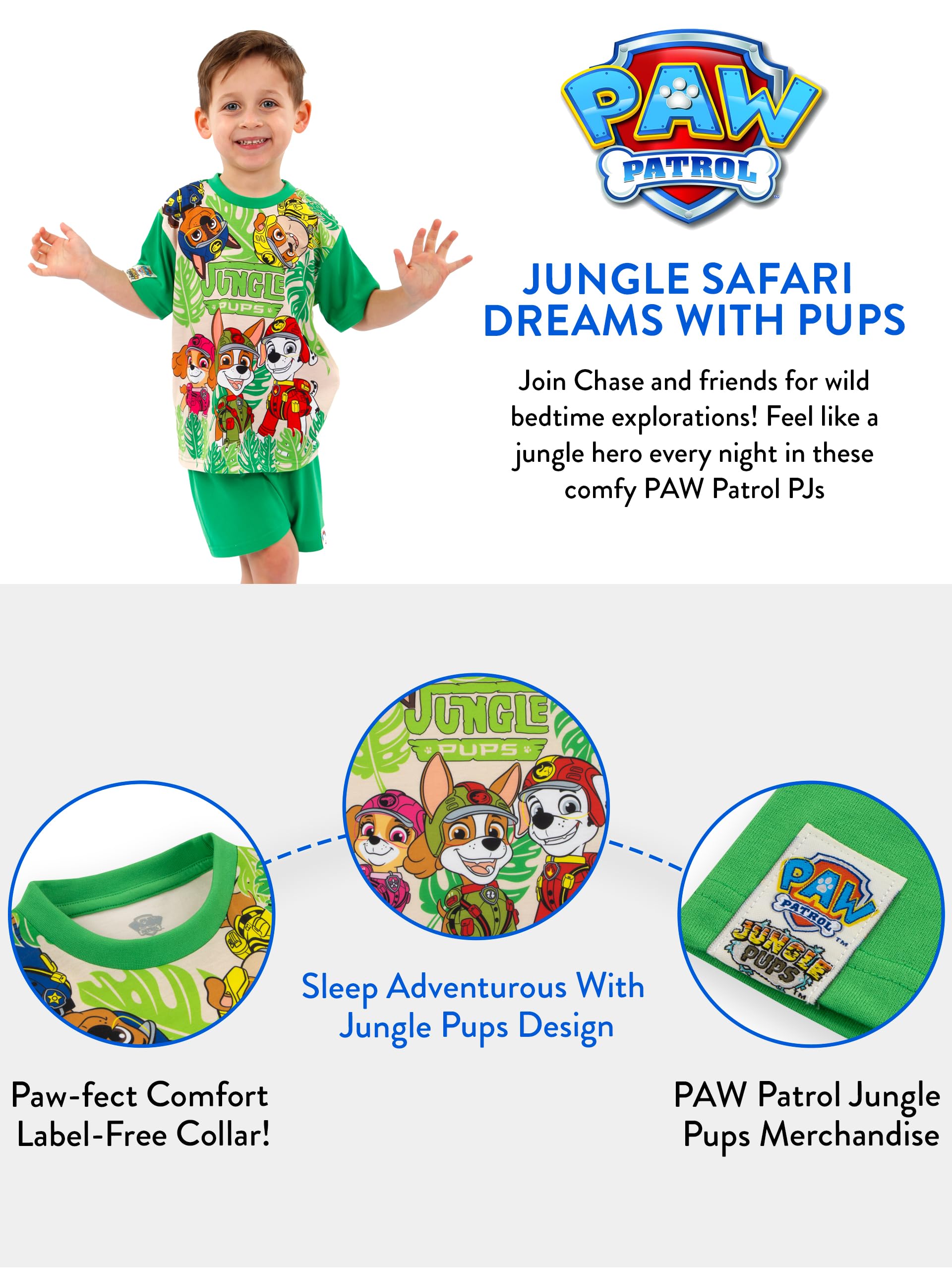 Foto 8 pulgar | Pijama Paw Patrol Jungle Pups Para Niños, Verde Verano, 2t - Venta Internacional.