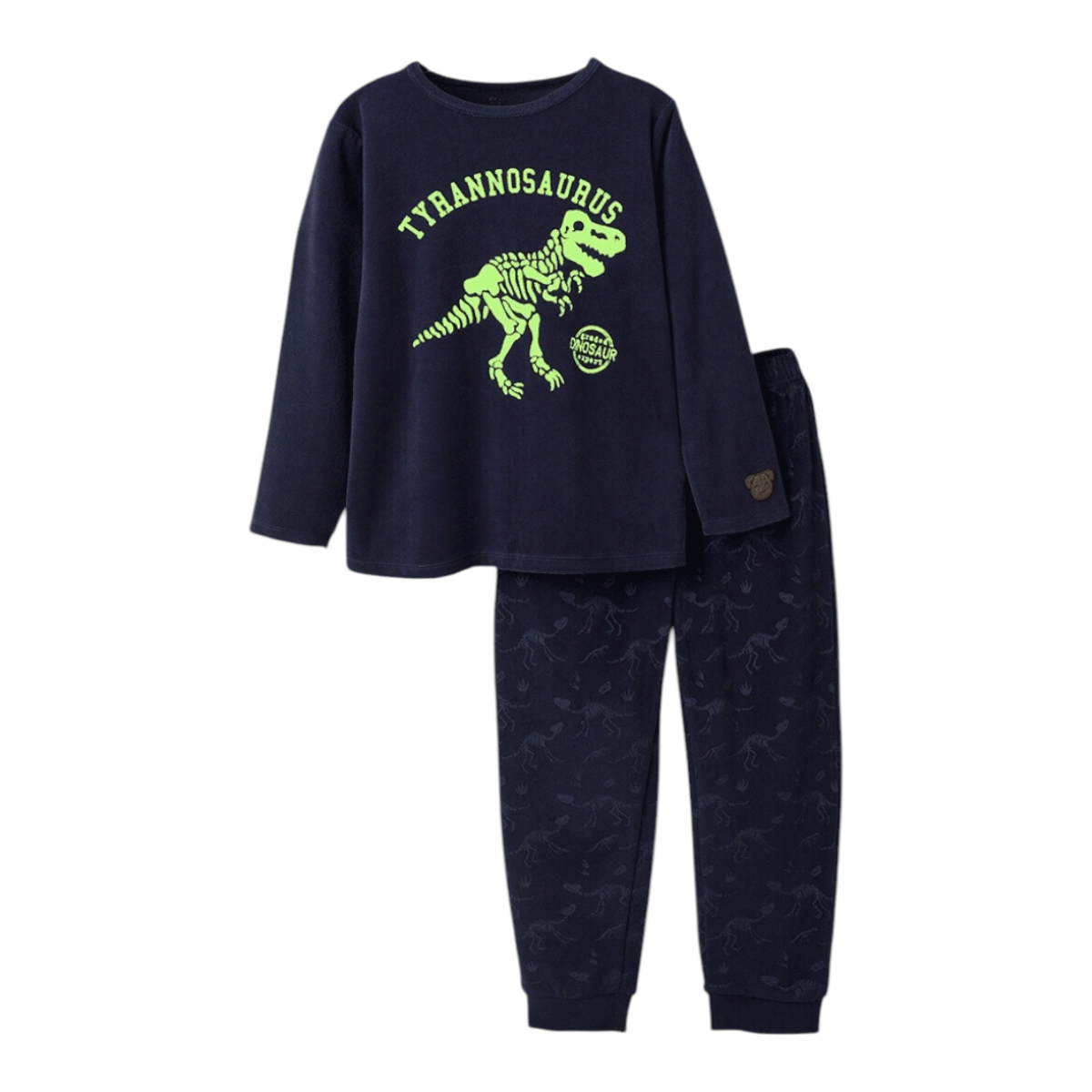 Foto 3 pulgar | Pijama De Terciopelo Brilla En La Oscuridad Para Niño Dinosaurios Azul Zippy