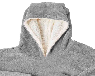 Foto 3 | Sudadera Cobija Infantil Unitalla, Térmica Con Capucha Con Borrega Y Mangas Y Bolsillo Gris Bluelander