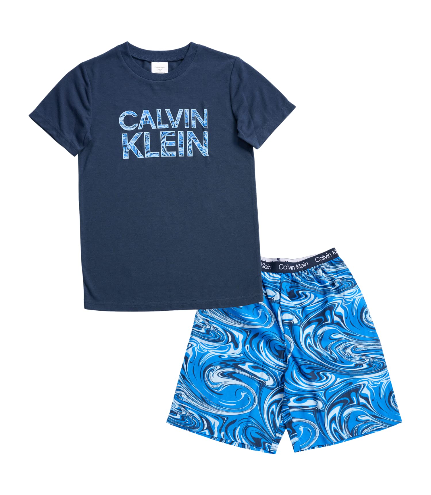 Foto 2 pulgar | Conjunto De Pijama Calvin Klein Para Niños, Color Negro Con Iris Y Mármol, Talla Grande - Venta Internacional.