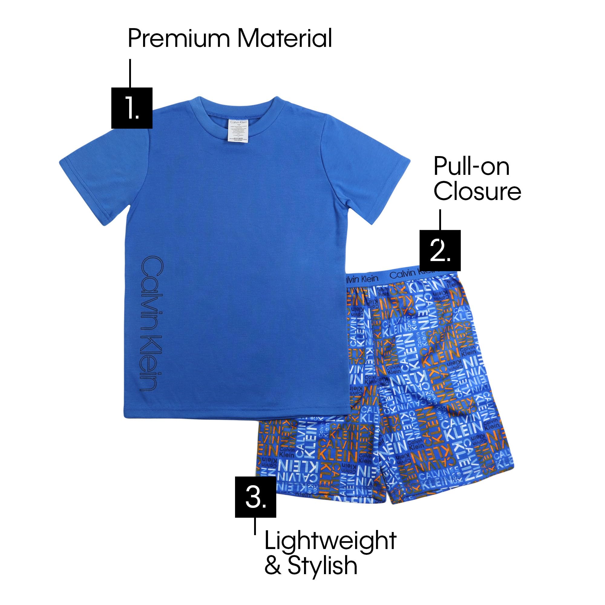 Foto 3 pulgar | Conjunto De Pijama Calvin Klein Para Niños, Color Negro Con Iris Y Mármol, Talla Grande - Venta Internacional.