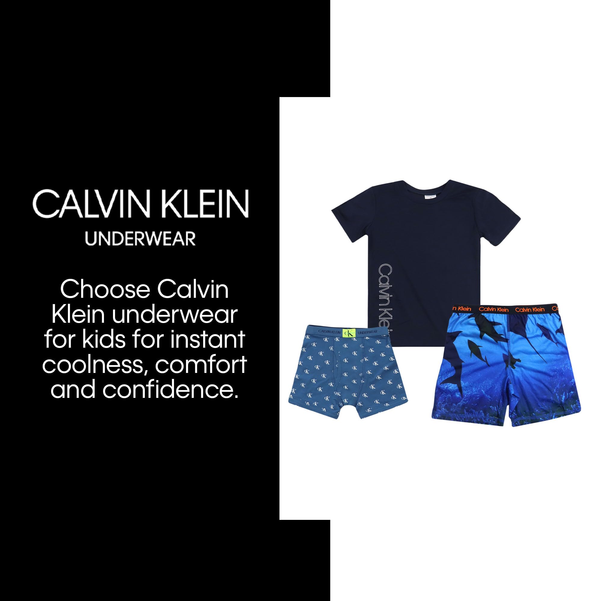 Foto 4 pulgar | Conjunto De Pijama Calvin Klein Para Niños, Color Negro Con Iris Y Mármol, Talla Grande - Venta Internacional.