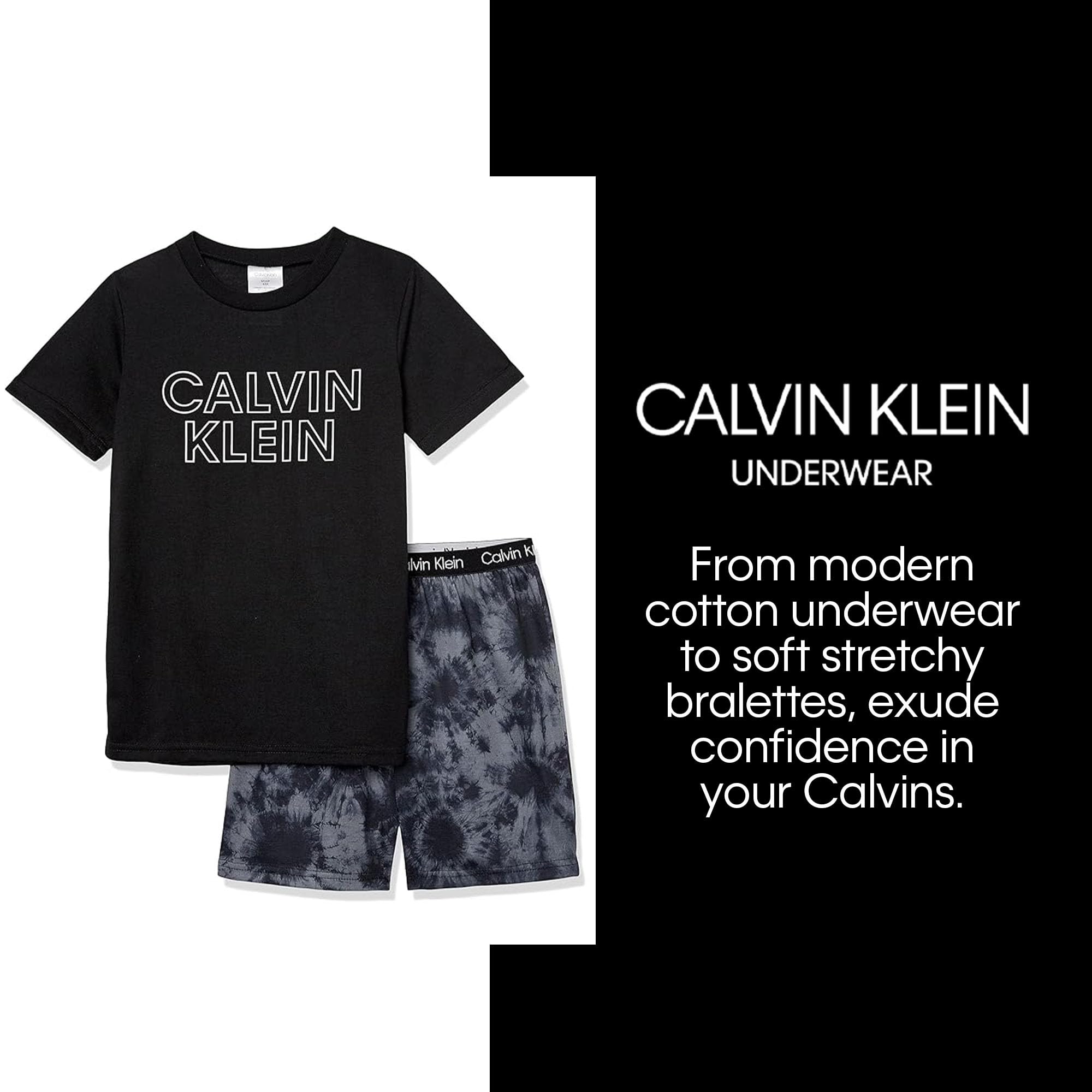 Foto 5 pulgar | Conjunto De Pijama Calvin Klein Para Niños, Color Negro Con Iris Y Mármol, Talla Grande - Venta Internacional.