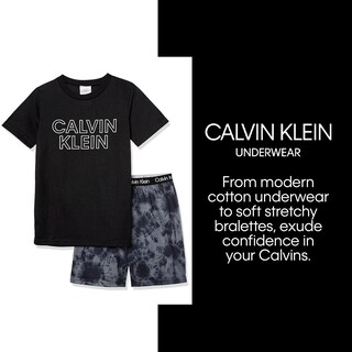 Foto 4 | Conjunto De Pijama Calvin Klein Para Niños, Color Negro Con Iris Y Mármol, Talla Grande - Venta Internacional.