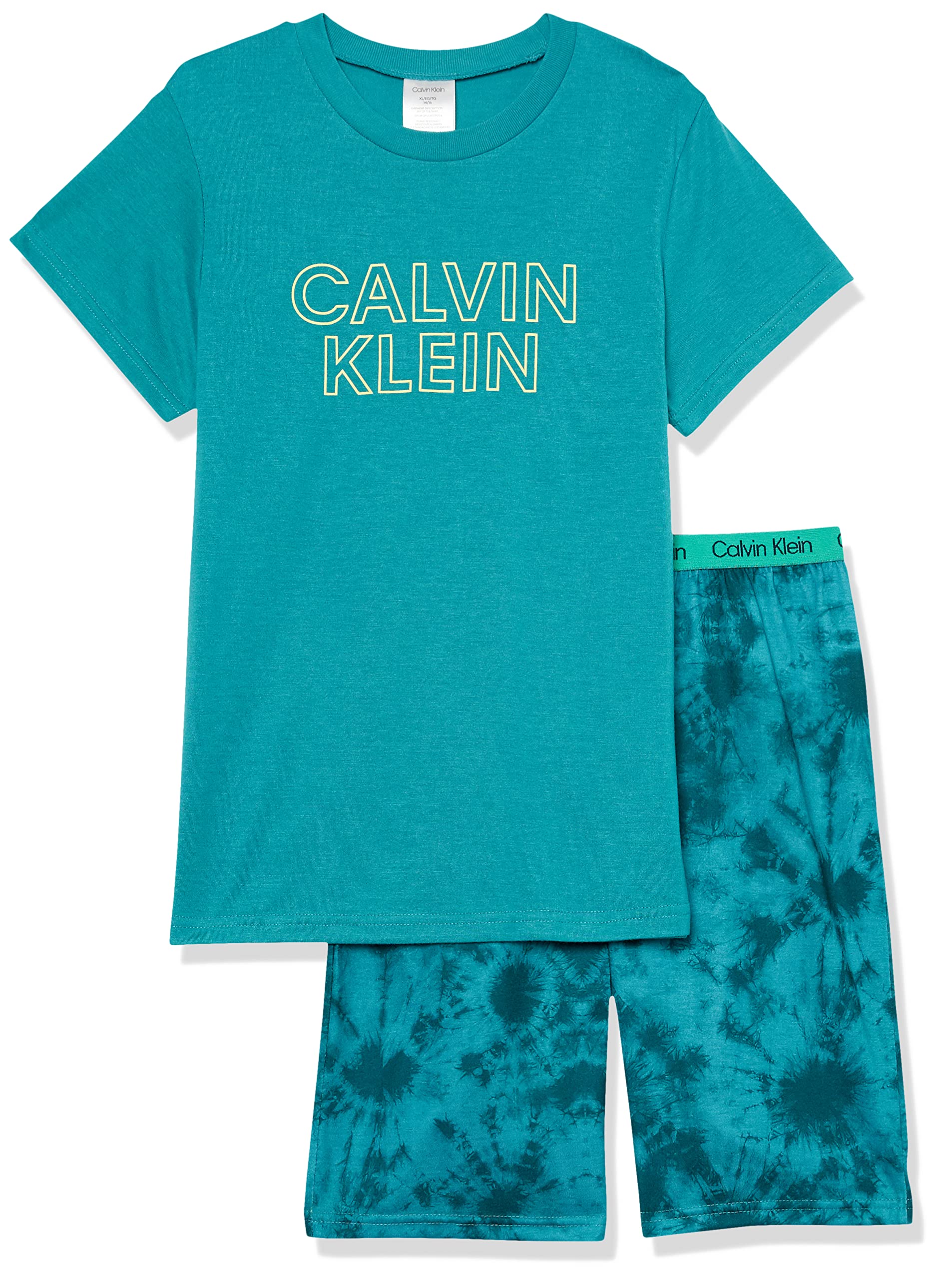 Foto 2 pulgar | Conjunto De Pijama Calvin Klein Para Niños, Color Verde Vivo, Teñido Anudado, Talla L - Venta Internacional.