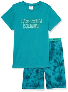 Foto 1 | Conjunto De Pijama Calvin Klein Para Niños, Color Verde Vivo, Teñido Anudado, Talla L - Venta Internacional.