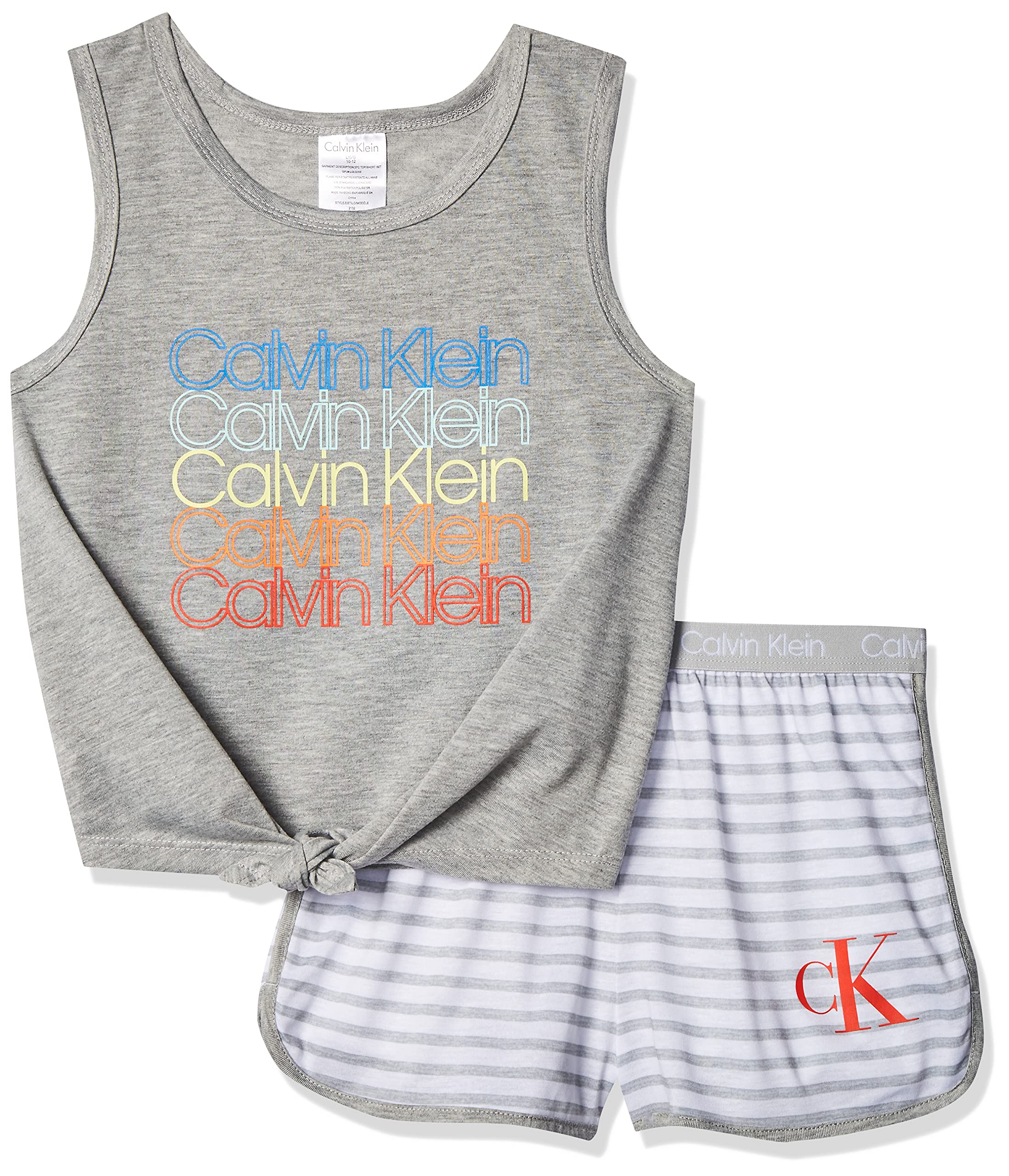 Foto 2 pulgar | Conjunto de Pijama Calvin Klein Poliéster Gris para Niñas - Venta Internacional