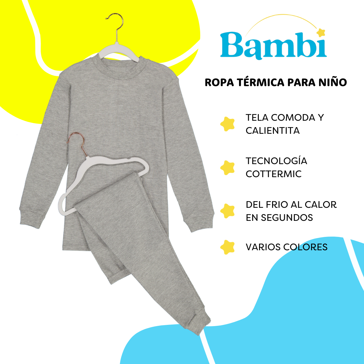 Foto 2 | Pijama Térmica Bambi Playera Y Pantalón