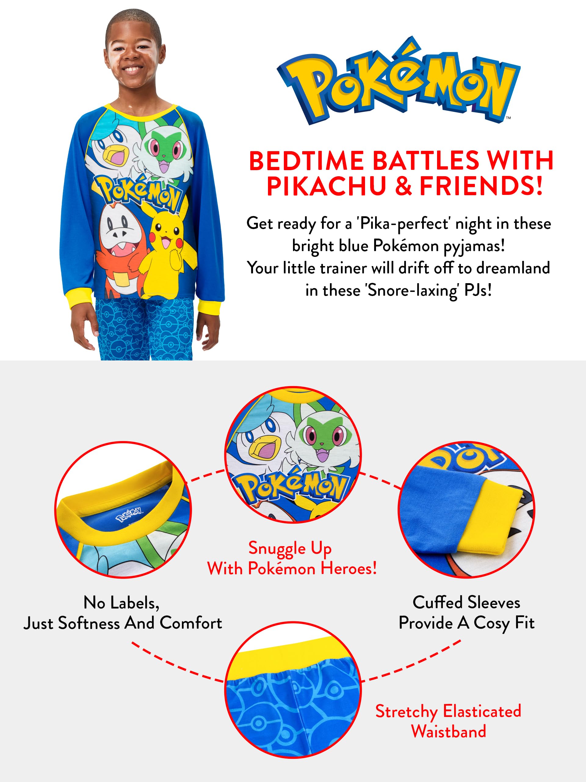 Foto 5 pulgar | Pijama Infantil Pokémon de Algodón Azul - Venta Internacional