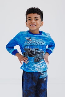 Foto 2 | Conjunto De Pijama Monster Jam Megalodon Para Niños Pequeños, Teñido Con Efecto Anudado, 4 Años - Venta Internacional.