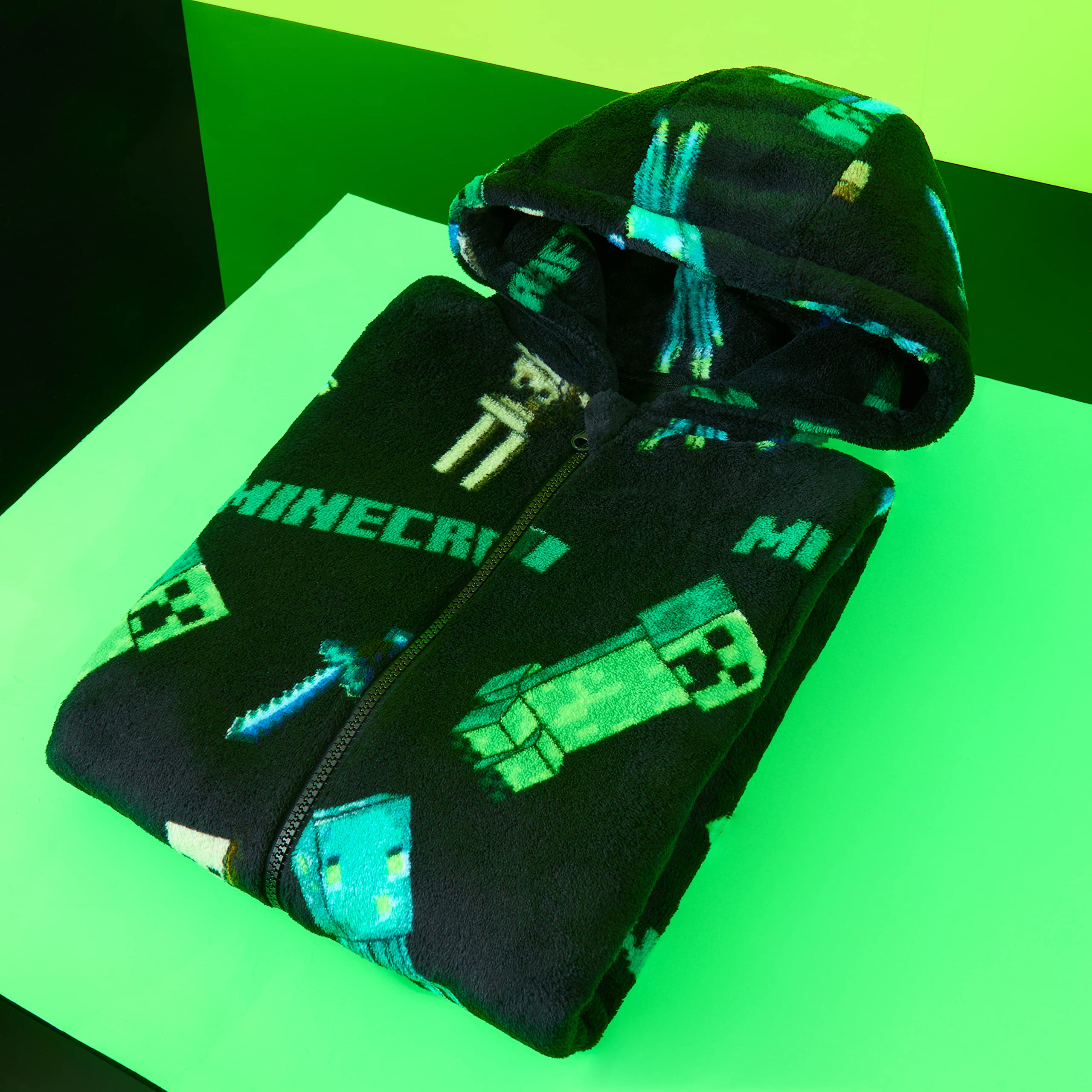 Foto 3 pulgar | Pijama Minecraft Para Niños, Con Capucha, Forro Polar, De 9 A 10 Años - Venta Internacional.