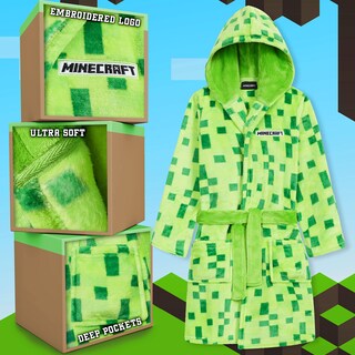 Foto 2 | Bata De Lana Esponjosa De Minecraft Para Niños De 9 A 10 Años, Color Verde - Venta Internacional.