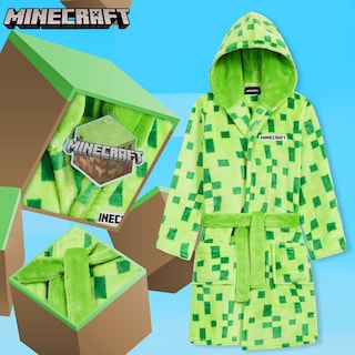 Foto 4 | Bata De Lana Esponjosa De Minecraft Para Niños De 9 A 10 Años, Color Verde - Venta Internacional.