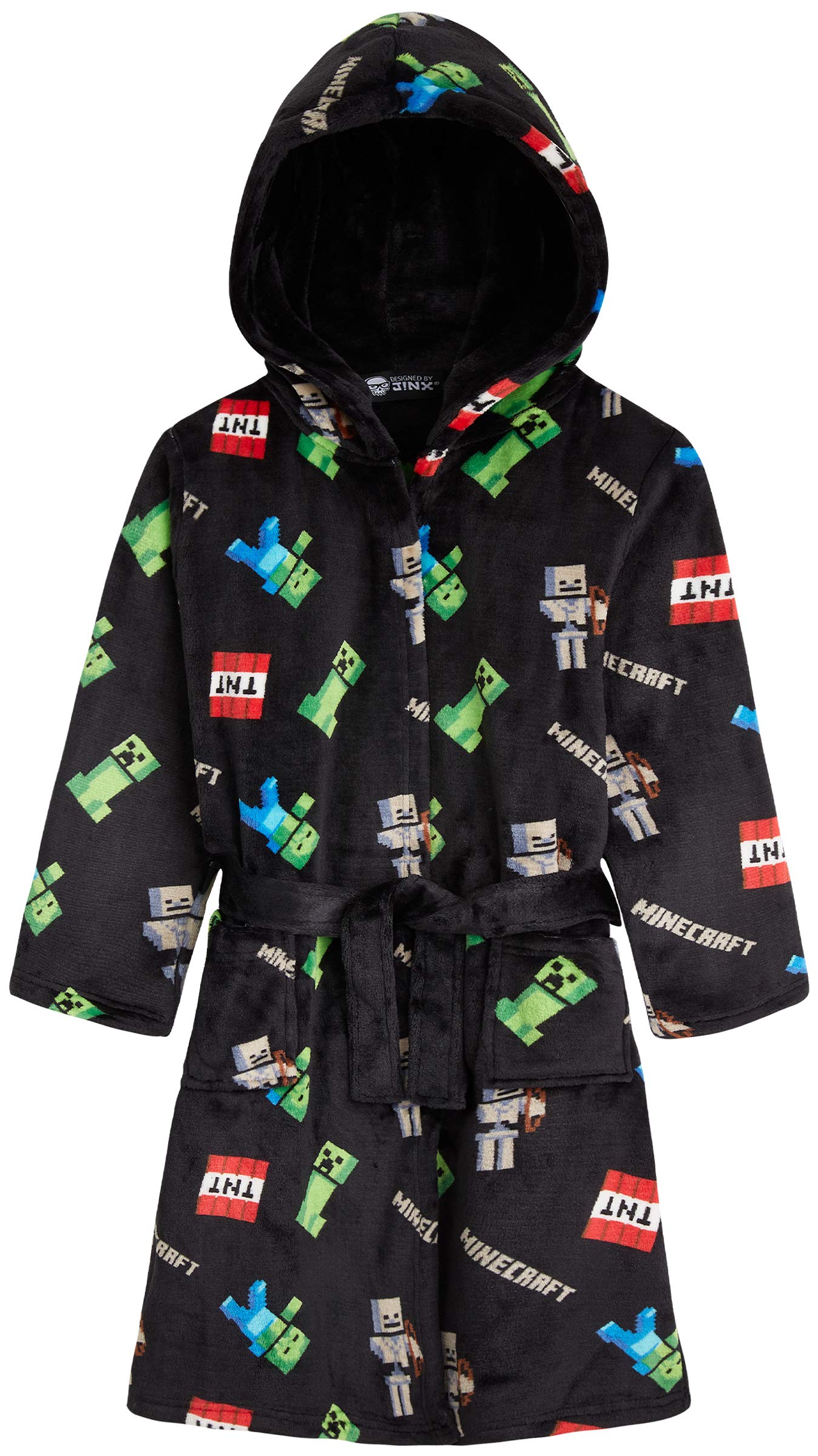 Bata De Lana Esponjosa De Minecraft Para Niños De 9 A 10 Años, Color Negro - Venta Internacional.