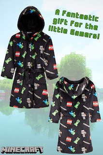 Foto 5 | Bata De Lana Esponjosa De Minecraft Para Niños De 9 A 10 Años, Color Negro - Venta Internacional.