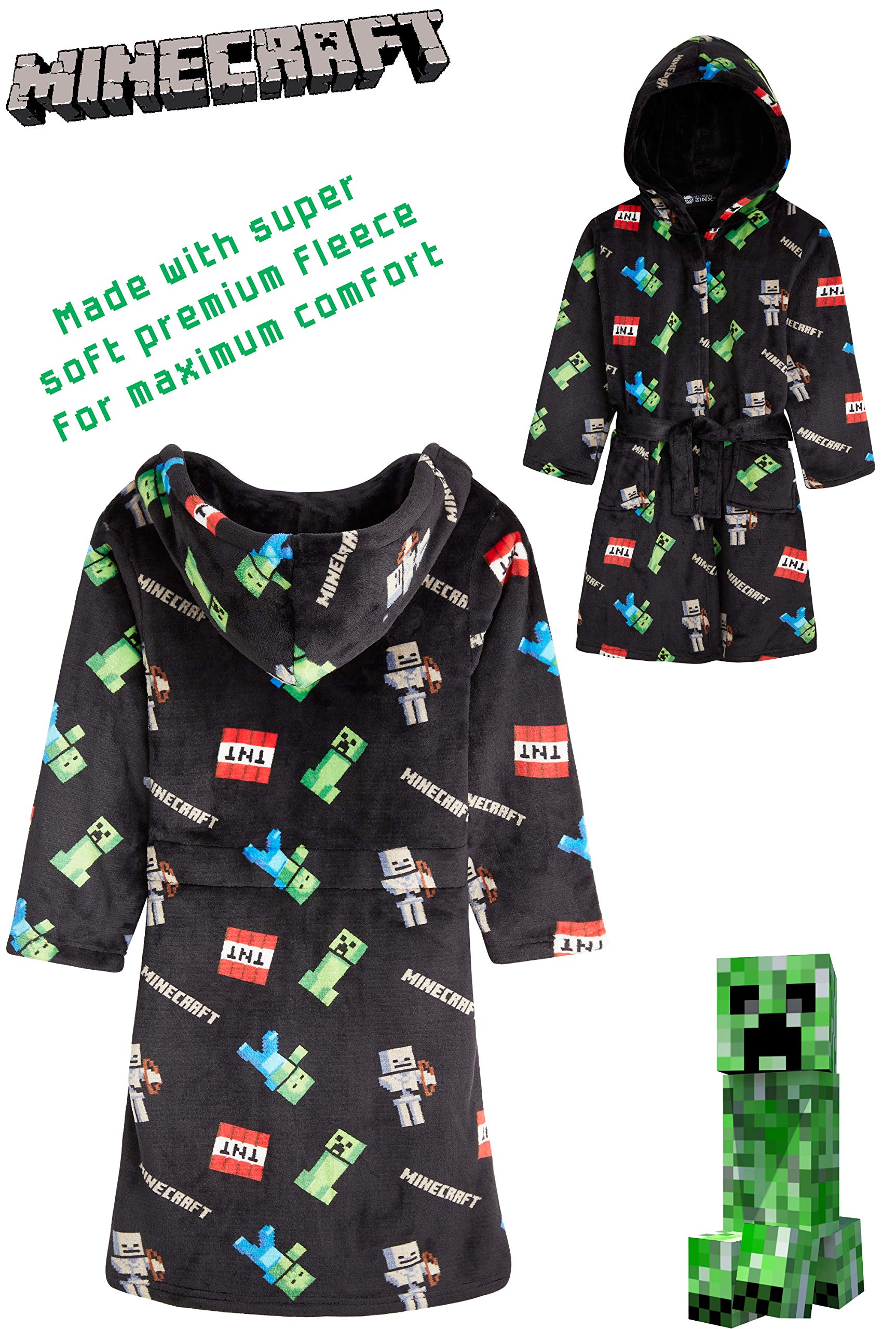 Foto 8 pulgar | Bata De Lana Esponjosa De Minecraft Para Niños De 9 A 10 Años, Color Negro - Venta Internacional.