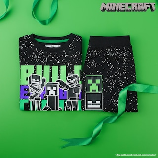 Foto 2 | Conjunto De Pijama Minecraft Para Niños De 5 A 14 Años, Color Negro - Venta Internacional.