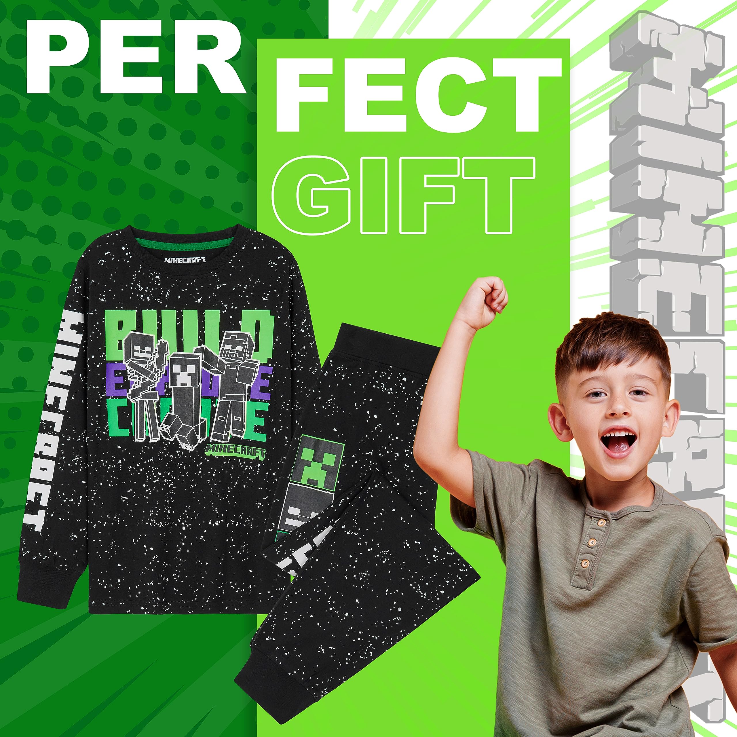 Foto 4 pulgar | Conjunto De Pijama Minecraft Para Niños De 5 A 14 Años, Color Negro - Venta Internacional.