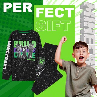 Foto 3 | Conjunto De Pijama Minecraft Para Niños De 5 A 14 Años, Color Negro - Venta Internacional.
